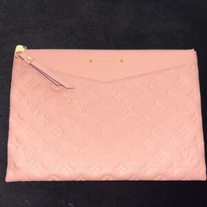 Louis Vuitton Pink Monogram Embossed Leather Pouch daily pouch rose poudre